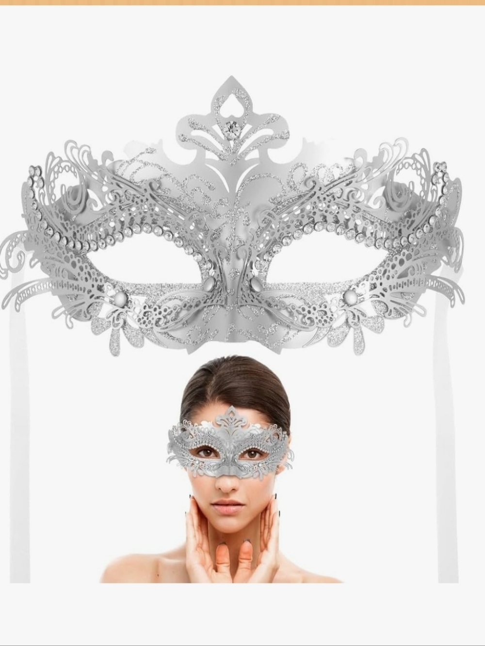 Masquerade Mask Metal Mask Sparkling Rhinestone Prom Cosplay Madi Gras Parties
